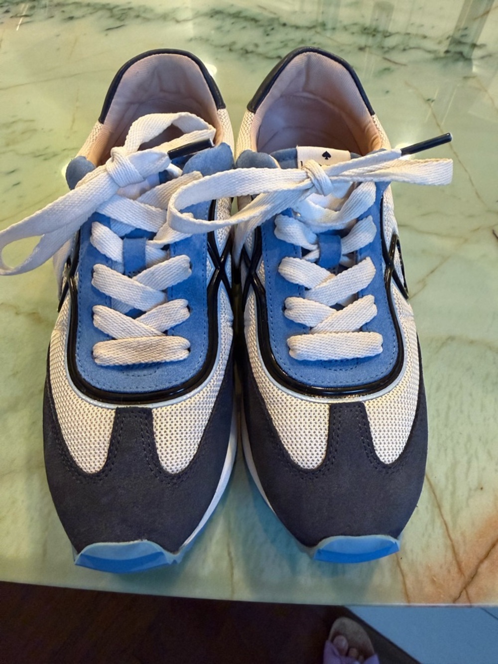 kate spade navy blue, light blue & white athletic sneakers